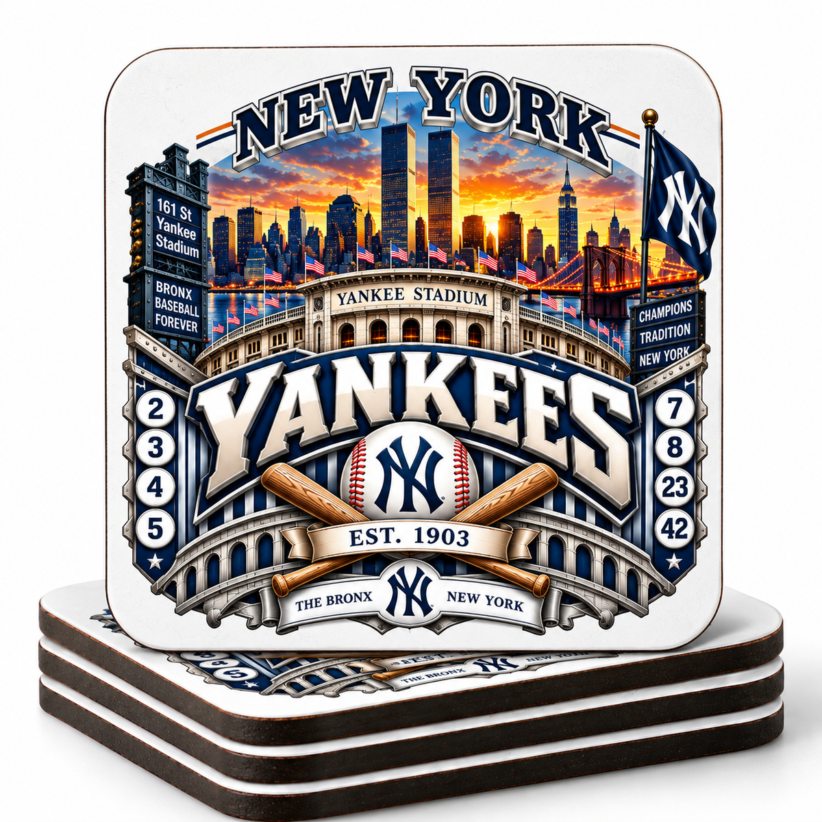 New York Yankees Inspired Coaster Set of 4 |