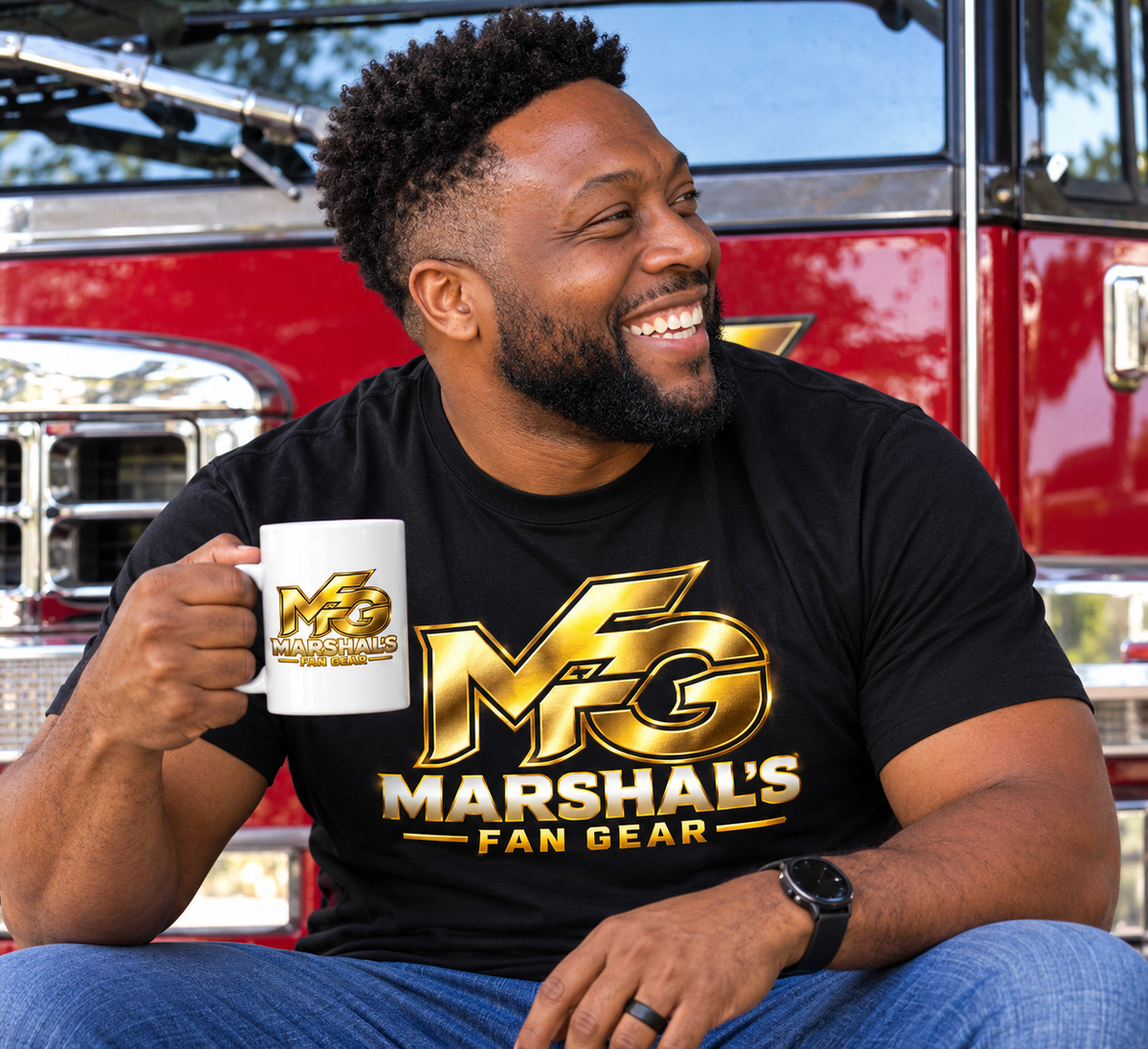 Marshal’s Fan Gear Signature Tee | Black &amp; Gold Logo T-Shirt