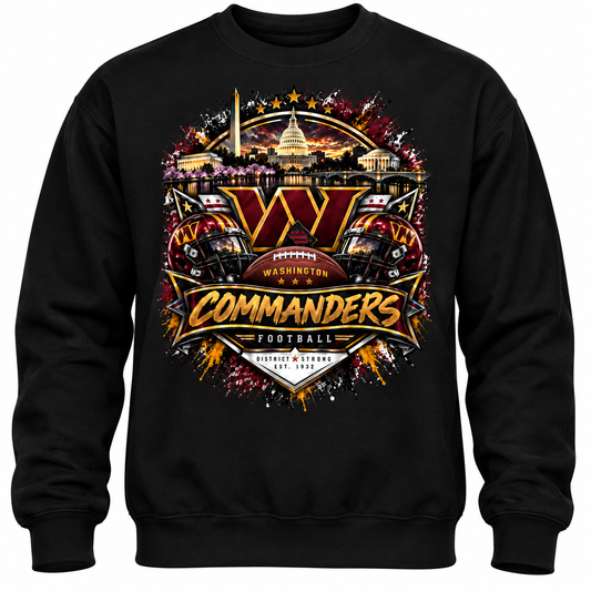 Washington Commanders Football Crewneck Sweatshirt | Black & White